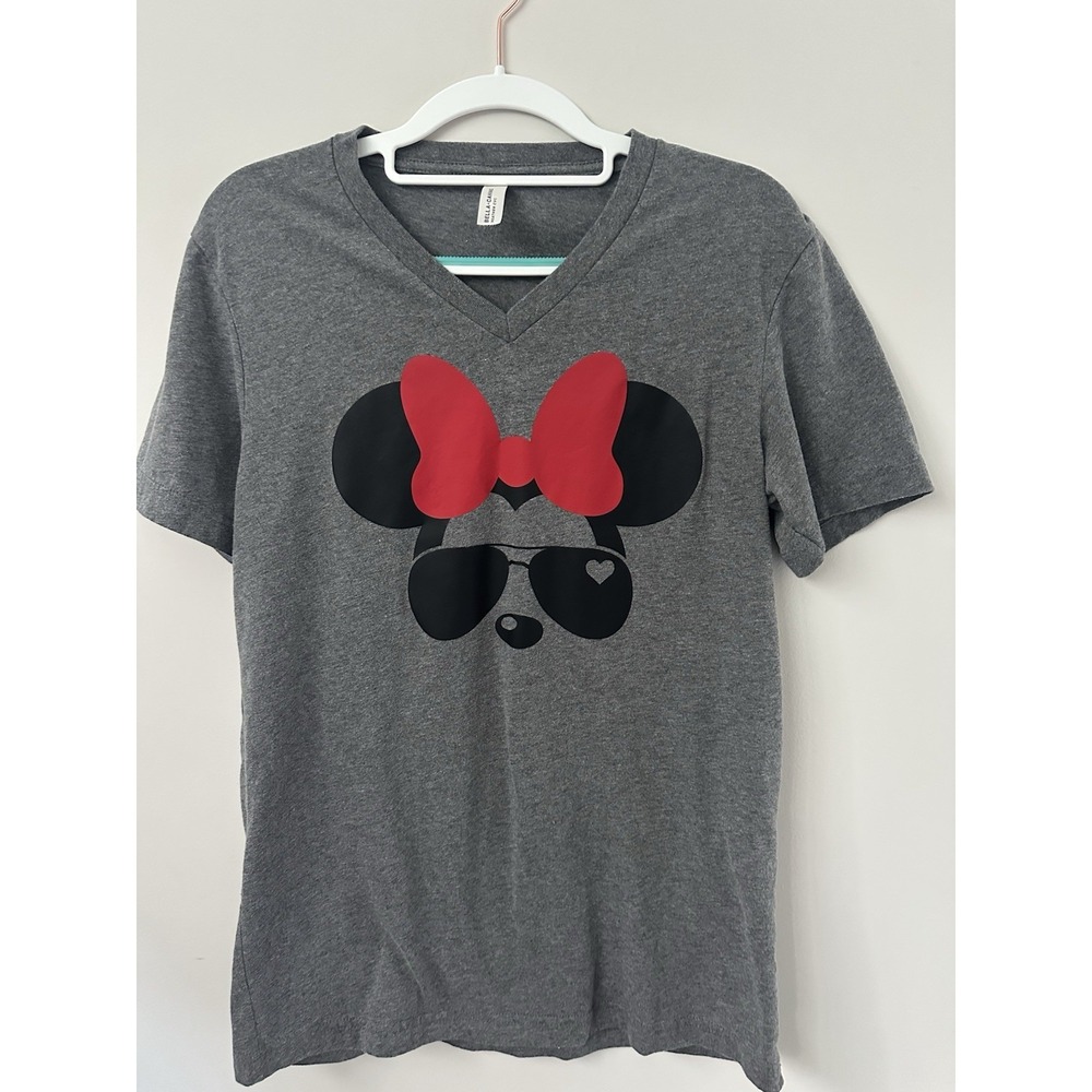 DISNEY!!! Women Heathered Gray graphic of Minnie Mouse w/ aviators S/M Disney - Picture 1 of 2